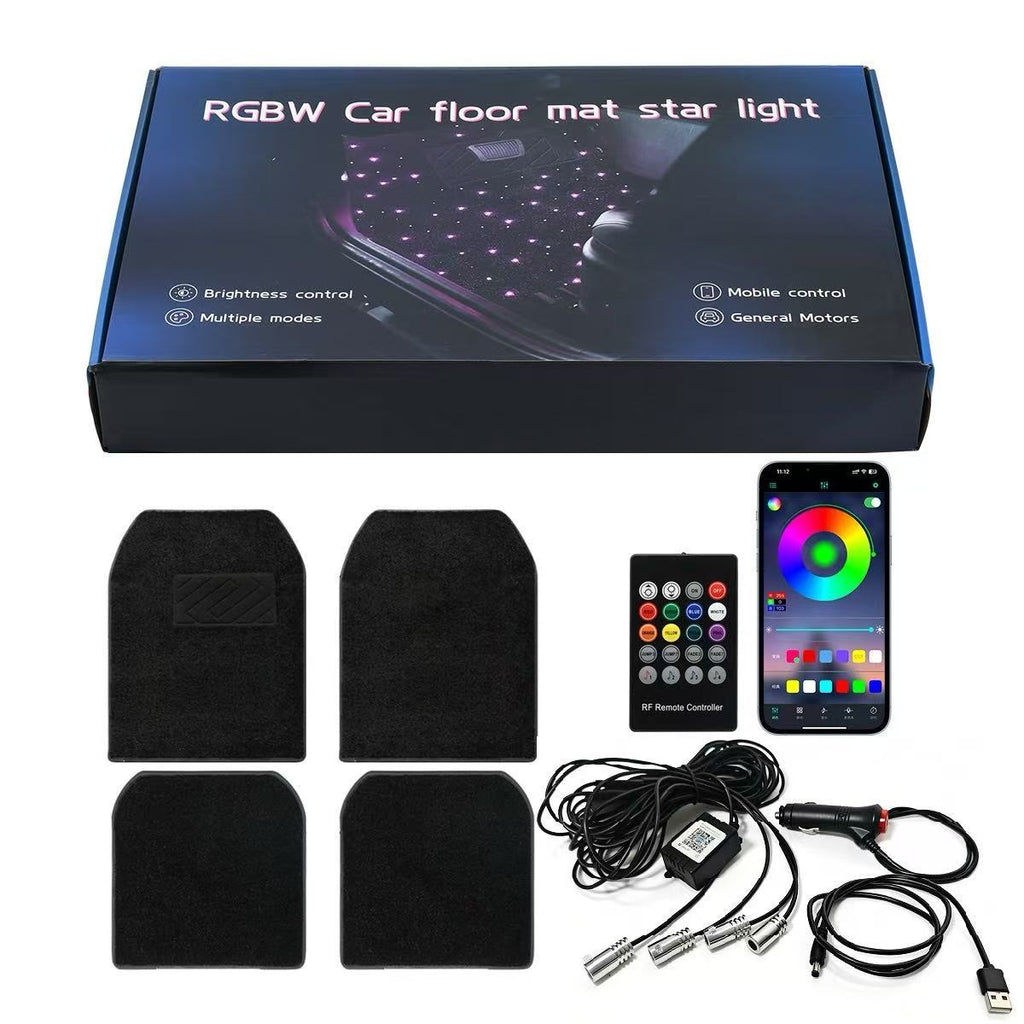 Starlight Floor Mats for Car - Universal Fit, Starlight LED Floor Mats App Control, Waterproof Washable Creates A Romantic Atmosphere for Dates - USB Cable,LED Car Ambient Light，Cool Car Stuff for Women