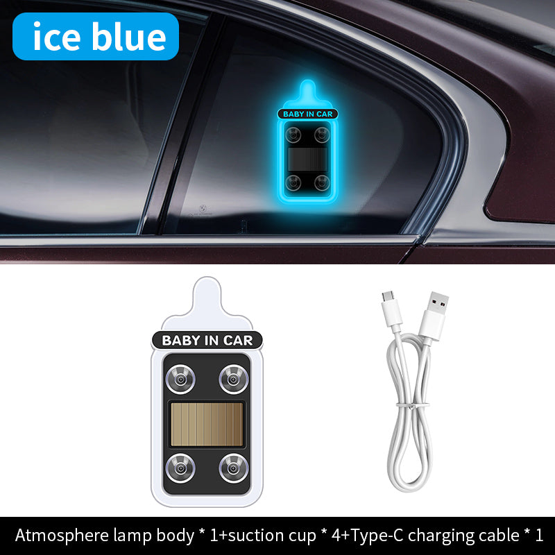 Solar-powered LED triangular warning/decorative light for car rear windows – wireless, fun ambient lighting.