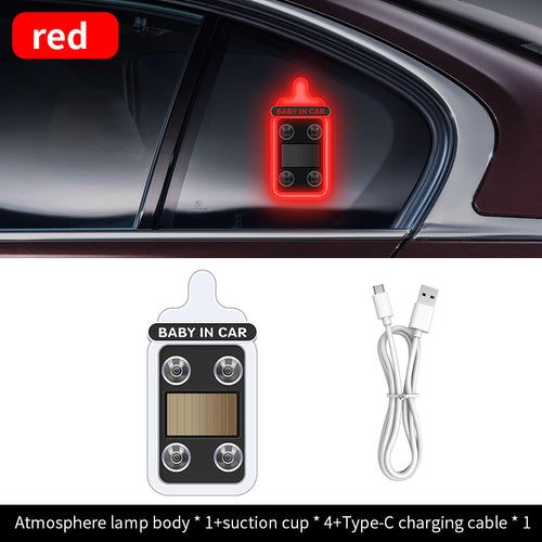 Solar-powered LED triangular warning/decorative light for car rear windows – wireless, fun ambient lighting.