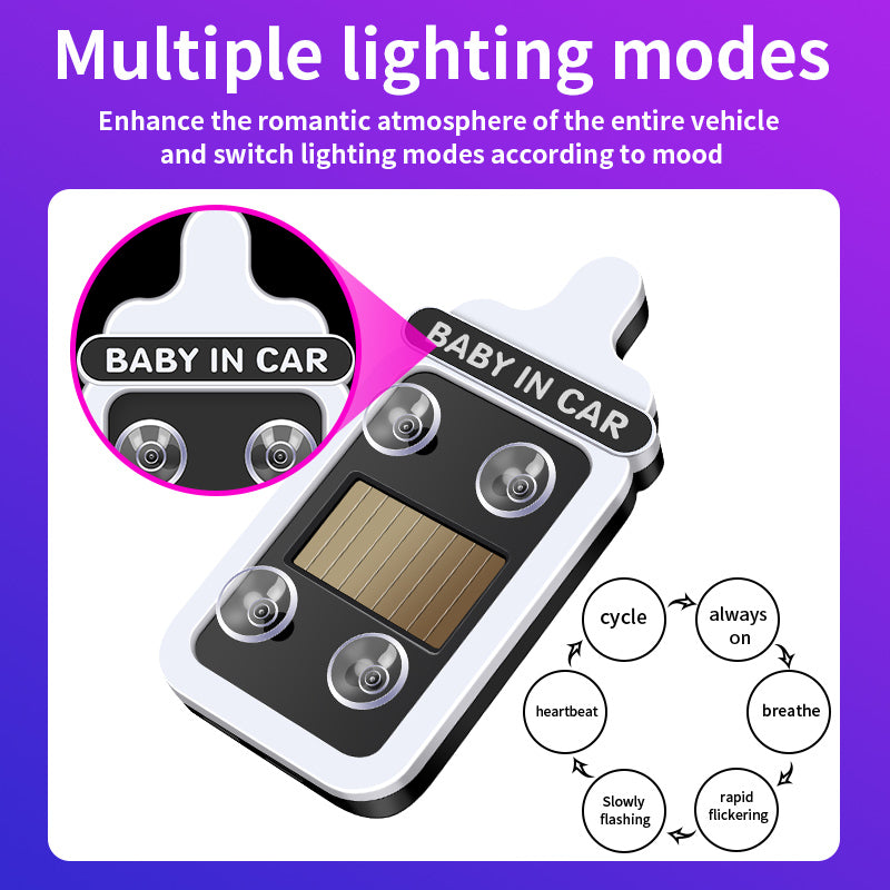 Solar-powered LED triangular warning/decorative light for car rear windows – wireless, fun ambient lighting.