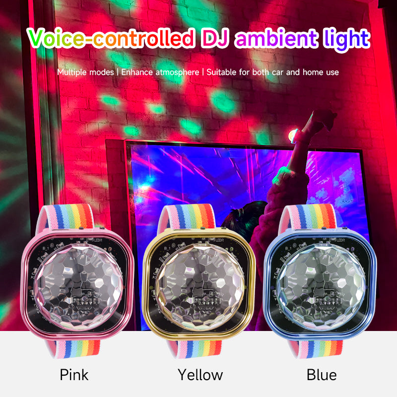 Universal car watch with voice control function, can be used as DJ atmosphere light, portable wristband stage light, creating a multi scene car party atmosphere.