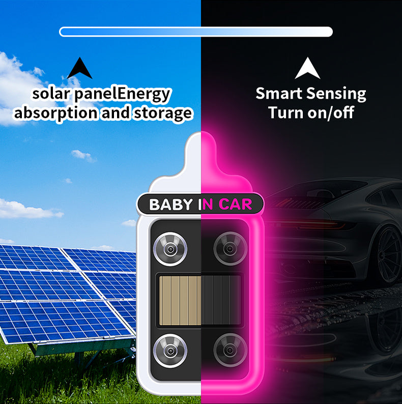 Solar-powered LED triangular warning/decorative light for car rear windows – wireless, fun ambient lighting.