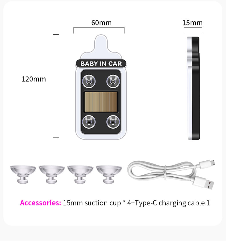 Solar-powered LED triangular warning/decorative light for car rear windows – wireless, fun ambient lighting.
