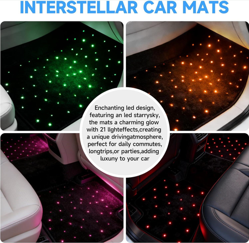 Starlight Floor Mats for Car - Universal Fit, Starlight LED Floor Mats App Control, Waterproof Washable Creates A Romantic Atmosphere for Dates - USB Cable,LED Car Ambient Light，Cool Car Stuff for Women