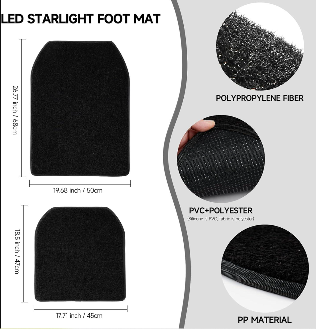 Starlight Floor Mats for Car - Universal Fit, Starlight LED Floor Mats App Control, Waterproof Washable Creates A Romantic Atmosphere for Dates - USB Cable,LED Car Ambient Light，Cool Car Stuff for Women