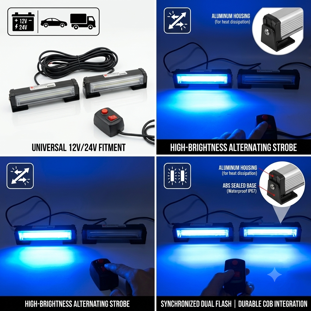 Lighting Professional Vehicle Strobe Warning Systems 12V/24V Vehicle Signal Lighting High-Intensity LED Warning Grille Lights
