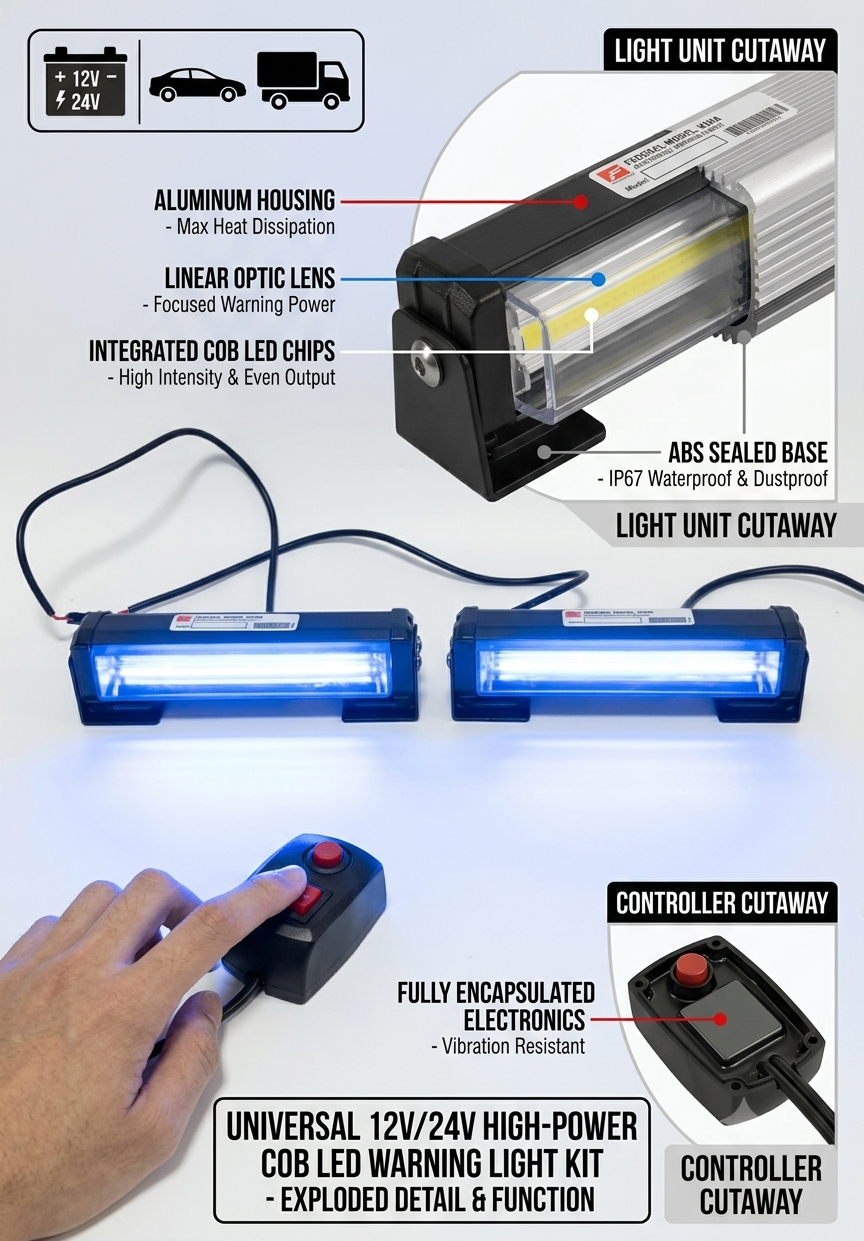 Lighting Professional Vehicle Strobe Warning Systems 12V/24V Vehicle Signal Lighting High-Intensity LED Warning Grille Lights